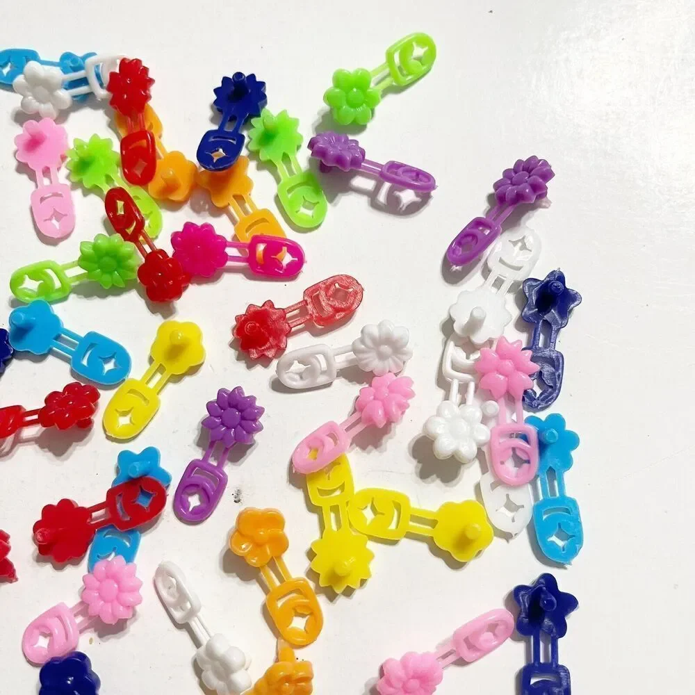Vintage Lot of 58 Micro Plastic Braid Barrettes Cornrows Colorful Flower‎ Kids